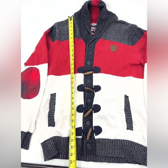 Born Fly Cardigan Sweater Mens XL Anywhere USA Elbow Patch Shawl Collar Preppy - Picture 10 of 11
